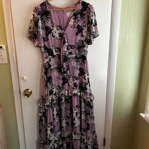 Leilani Viva Aviva Floral Print V-Neck Dress